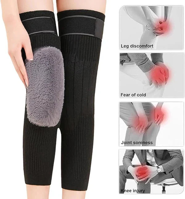 2 Pcs Warm Wool Knee Pads Super Elastic Knees Sleeves Support Protector