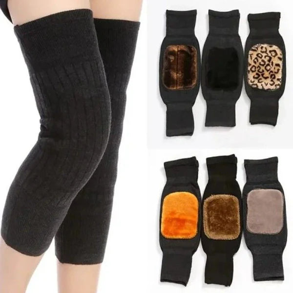 2 Pcs Warm Wool Knee Pads Super Elastic Knees Sleeves Support Protector